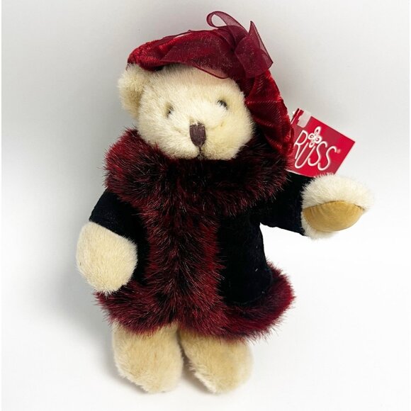 Russ Berrie “Natasha” the Teddy Bear in Fur Coat Small Plush NWT New - Picture 1 of 11